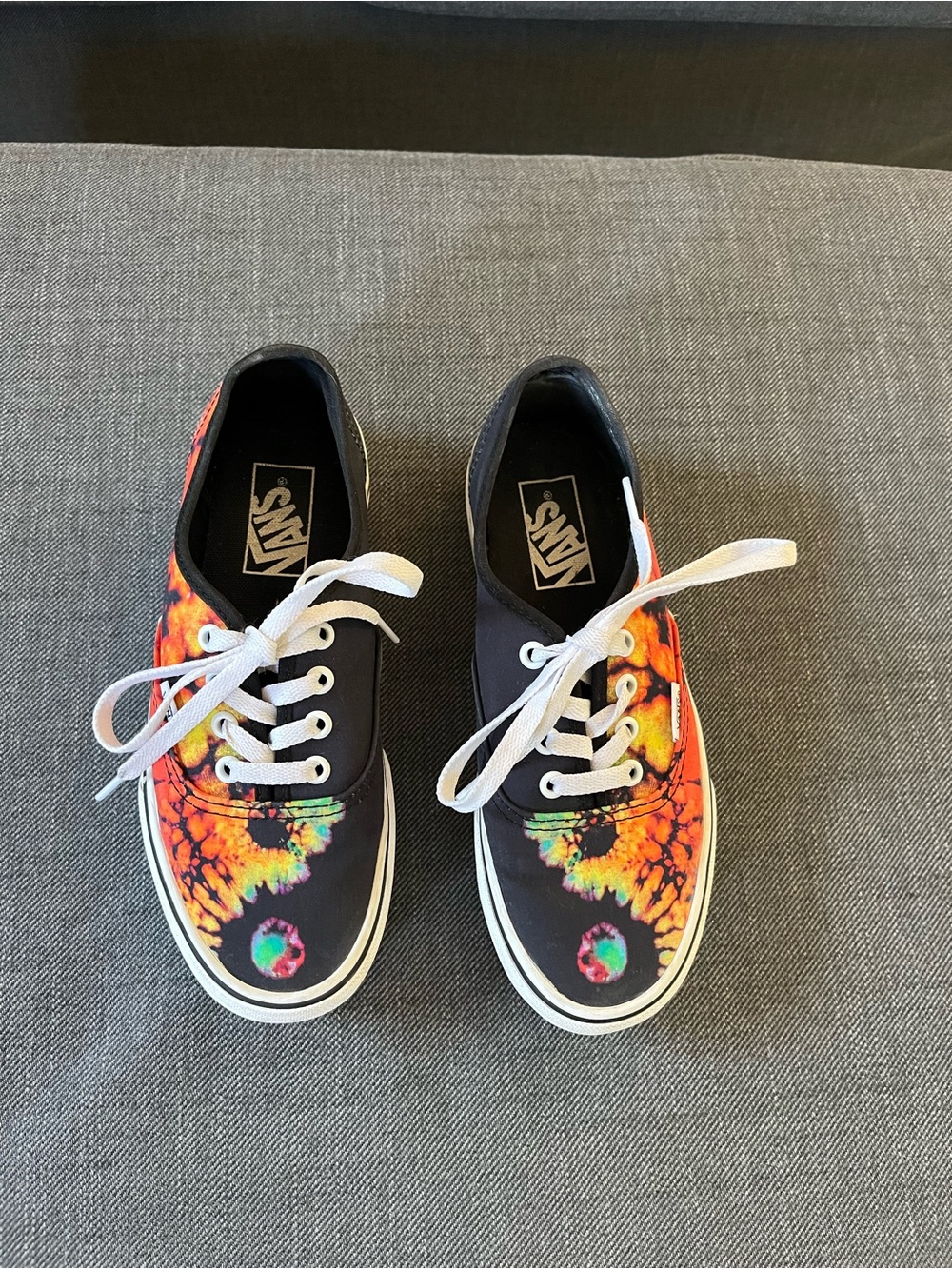 Vans Platform Women's Black Canvas Sneakers with Orange Tie-Dye Accents
